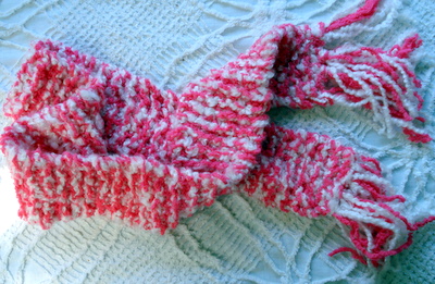 Pink scarf made for E who has decided she no longer likes pink